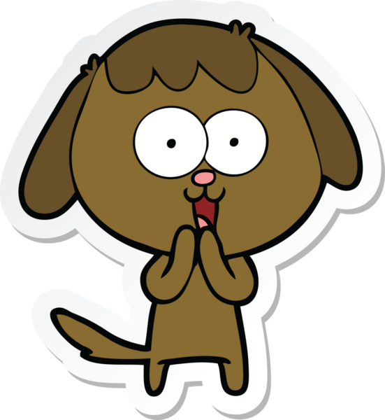 Bir insan tarafından çizilmiş şirin bir köpeğin çıkartması.