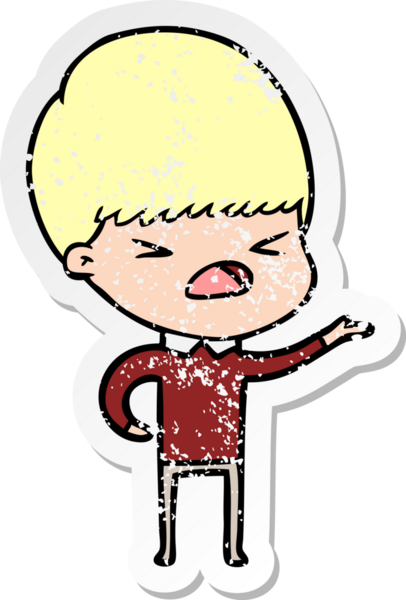 Bir insan tarafından çizilmiş stresli bir çizgi film çıkartması.