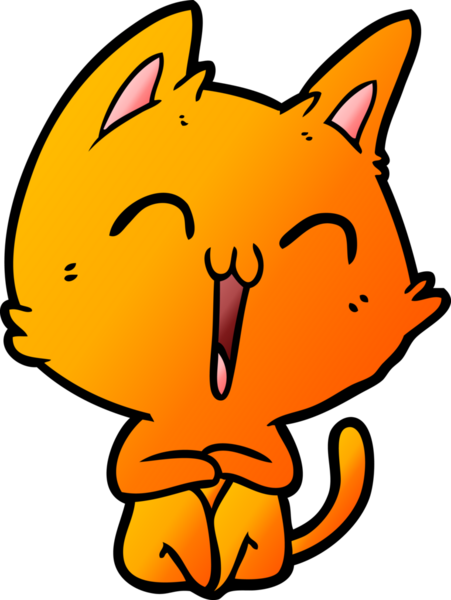 Bir insan tarafından çizilmiş mutlu çizgi film kedisi.