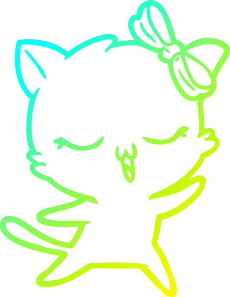 Bir insan tarafından kafasının üzerine yay çizilmiş çizgi film kedisi çizimi.