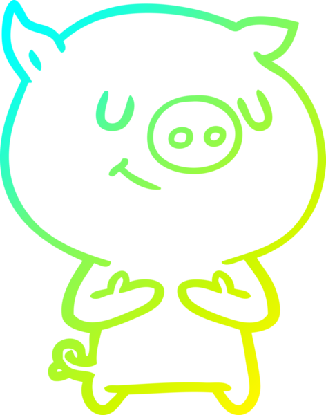 Bir insan tarafından çizilmiş mutlu çizgi film domuzu çizimi.