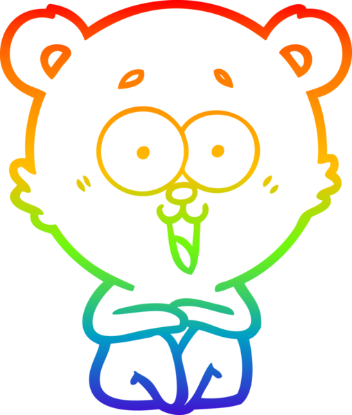 Bir insan tarafından çizilmiş gülen oyuncak ayının çizdiği gökkuşağı gradyan çizgisi.