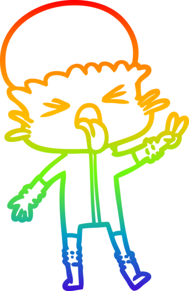 Gökkuşağı gradyanı çizimi bir insan tarafından çizilmiş garip bir uzaylı çizgi filmi.