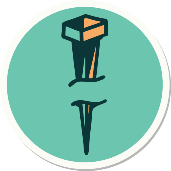 Bir insan tarafından çizilmiş geleneksel demir çivi stili dövme çıkartması.