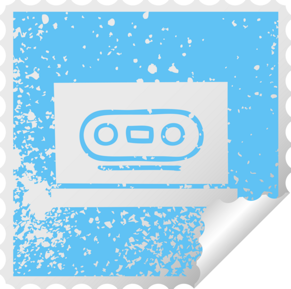 Bir insan tarafından çizilmiş eski bir kasetin kare soyma etiketi.