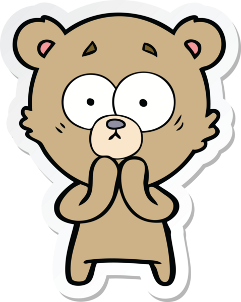 Bir insan tarafından çizilmiş endişeli bir ayı çizgi filminin çıkartması.