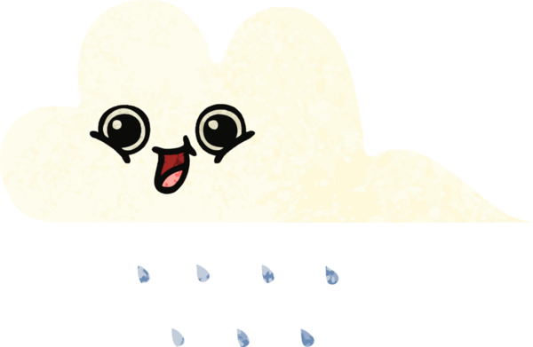 Bir insan tarafından çizilmiş yağmur bulutunun retro çizim tarzı karikatürü