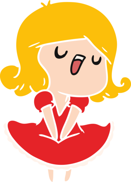 Bir insan tarafından çizilmiş güzel bir kawai kızının çizgi film çizimi.