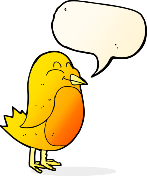 Bir insan tarafından çizilmiş konuşma balonlu çizgi film kuşu.