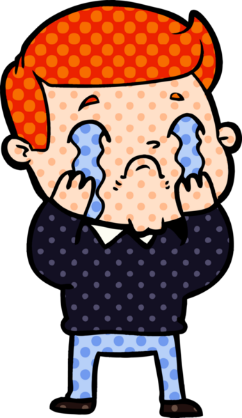 Bir insan tarafından çizilmiş ağlayan çizgi film adamı.