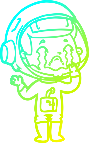 Bir insan tarafından çizilmiş ağlayan astronot çizgi filmi.