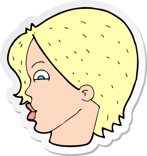 Bir insan tarafından çizilmiş karikatür kadın yüzü çıkartması.