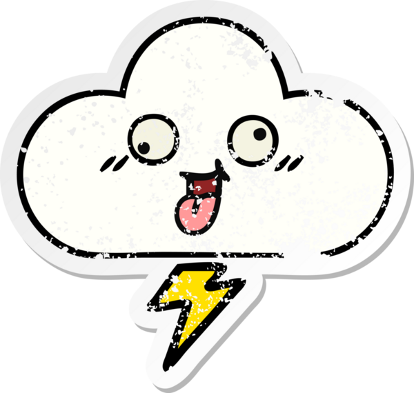 Bir insan tarafından çizilmiş tatlı bir karikatür fırtına bulutunun sıkıntılı çıkartması