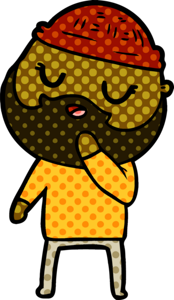 Bir insan tarafından çizilmiş sakallı bir çizgi film adamı.