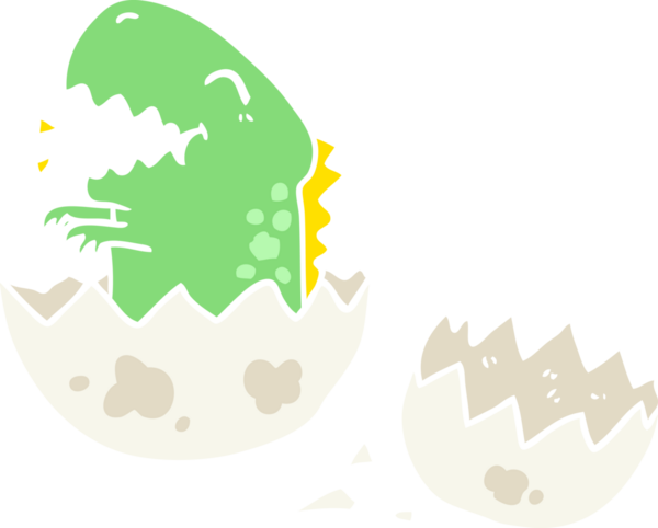 Bir insan tarafından çizilmiş düz renkli karikatür dinozoru.