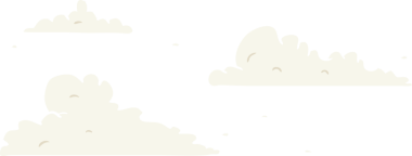 Bir insan tarafından çizilmiş düz renkli çizgi film bulutları