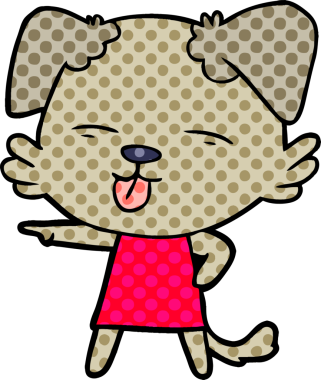 Bir insan tarafından çizilmiş bir çizgi film köpeği.