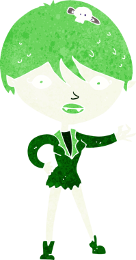 Bir insan tarafından çizilmiş vampir kız çizgi filmi.