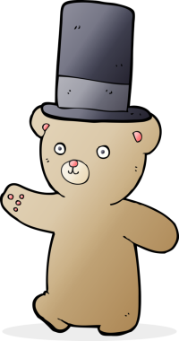 Bir insan tarafından çizilmiş şapkalı çizgi film ayısı.