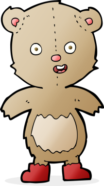 Çizmeli mutlu oyuncak ayı bir insan tarafından çizilmiş.