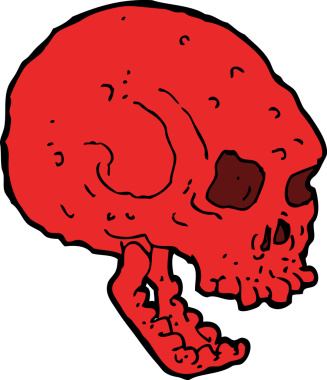 Bir insan tarafından çizilmiş ürkütücü bir kafatası.