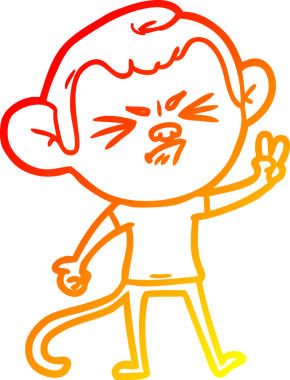 Bir insan tarafından çizilmiş kızgın bir maymunun sıcak çizgi çizimi