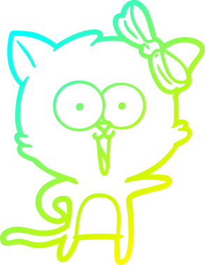 Bir insan tarafından çizilen çizgi film kedisinin soğuk gradyan çizgisi.