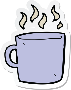 Bir insan tarafından çizilmiş sıcak kahve etiketi.