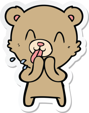 Bir insan tarafından çizilmiş kaba bir çizgi film ayısının çıkartması.