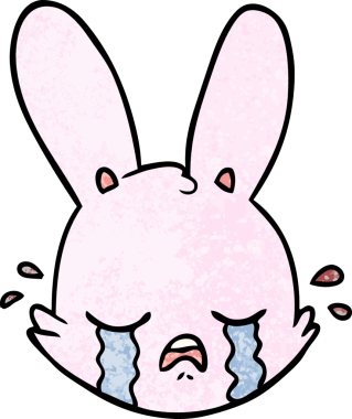 Bir insan tarafından çizilmiş ağlayan tavşan surat.