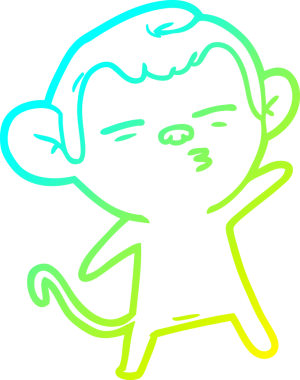 Bir insan tarafından çizilmiş şüpheli bir maymunun soğuk gradyan çizimi