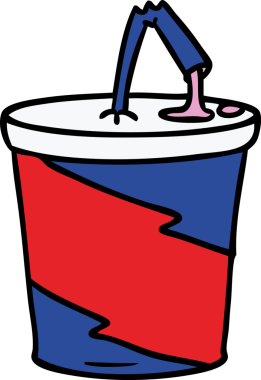 Bir insan tarafından çizilmiş el çizimi fast food içeceği karikatürü.