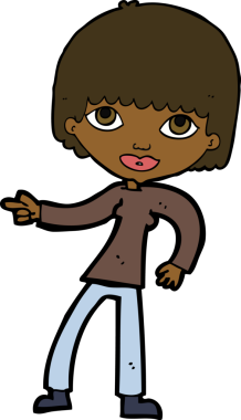 Bir insan tarafından çizilmiş çizgi film kadını.