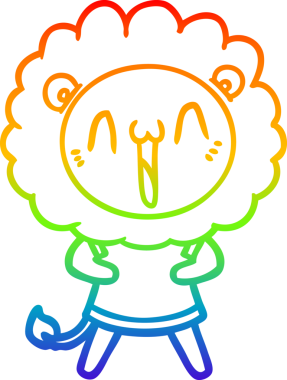 gökkuşağı gradyanı çizimi bir insan tarafından çizilmiş mutlu bir karikatür aslanı