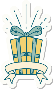 Bir insan tarafından çizilmiş dövme stili Noel hediyesi.