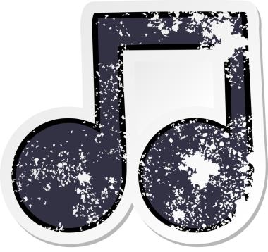 Bir insan tarafından çizilmiş şirin bir karikatür müzik notasının sıkıntılı çıkartması.