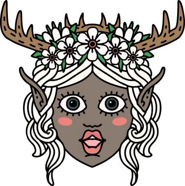 Retro Dövme Tarzı Elf Karakter Yüzü Bir İnsan Tarafından Çizildi