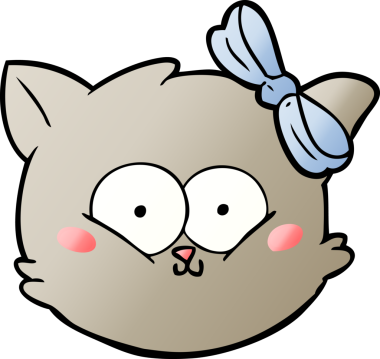 Bir insan tarafından çizilmiş sevimli çizgi film kedisi yüzü.