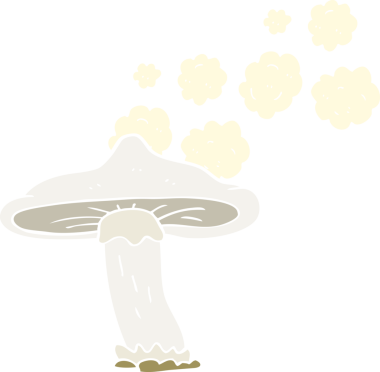 Bir insan tarafından çizilmiş mantarın düz renk çizimi