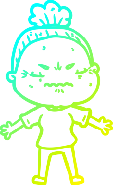 Bir çizgi film çizimi, bir insan tarafından çizilmiş yaşlı bir kadını rahatsız ediyordu.