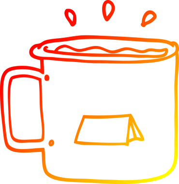 Bir insan tarafından çizilmiş karikatür kamp kupası çizimi.