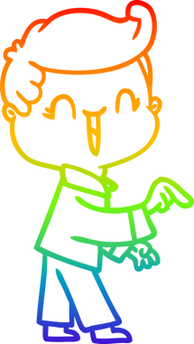 Gökkuşağının gradyan çizimi bir insan tarafından çizilmiş gülen çocuğun çizimi.