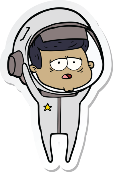 Bir insan tarafından çizilmiş yorgun bir astronotun çıkartması.