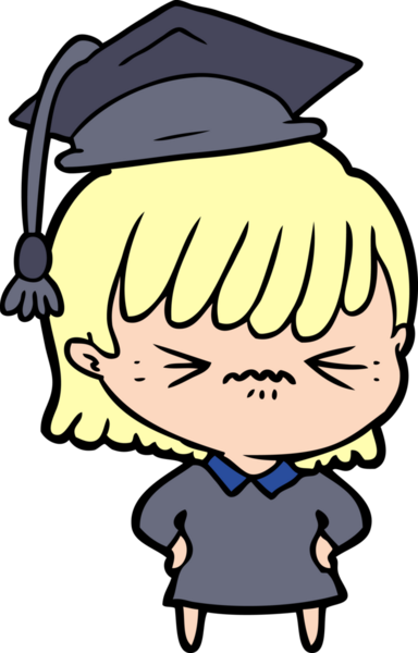 Bir insan tarafından çizilmiş kızgın çizgi film kızı.