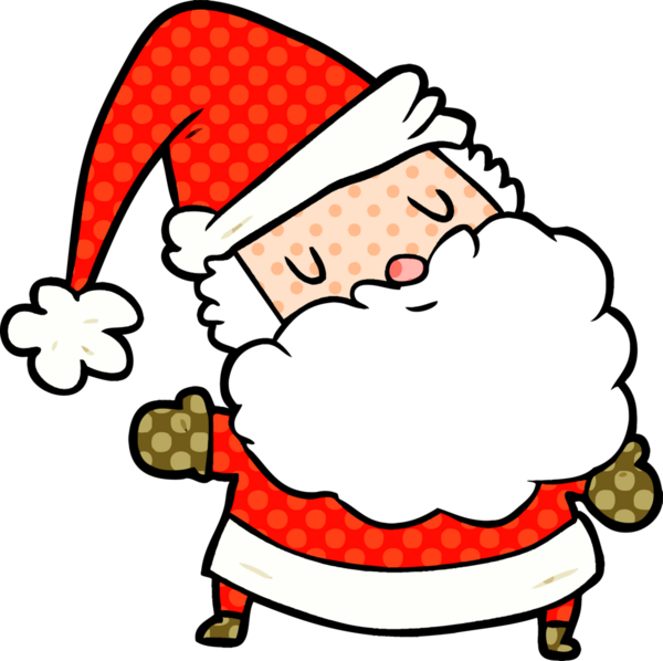 Bir insan tarafından çizilmiş Noel Baba çizgi filmi.