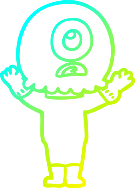 Bir insan tarafından çizilmiş soğuk gradyan çizgi çizimi Kiklops uzaylı uzay adamı