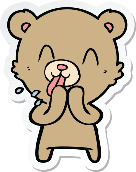 Bir insan tarafından çizilmiş kaba bir çizgi film ayısının çıkartması.