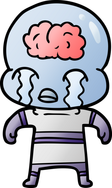 Bir insan tarafından çizilmiş koca beyinli bir uzaylı ağlaması.