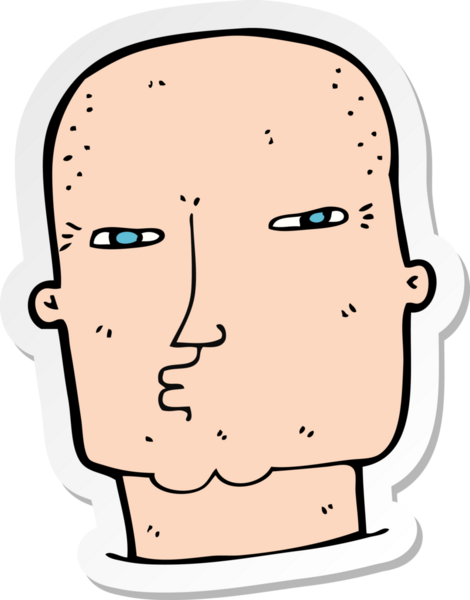 Bir insan tarafından çizilmiş kel, sert bir adamın çıkartması.