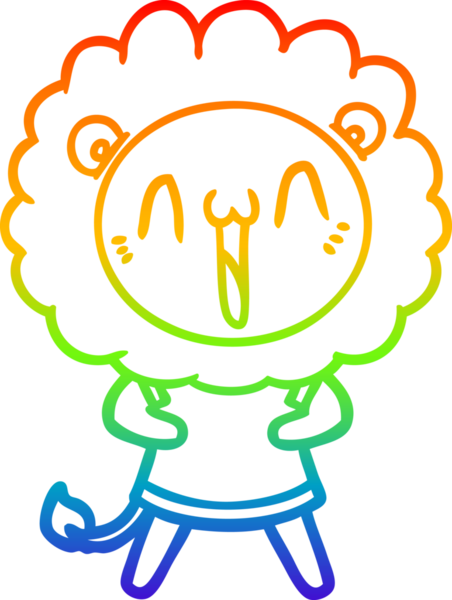 gökkuşağı gradyanı çizimi bir insan tarafından çizilmiş mutlu bir karikatür aslanı